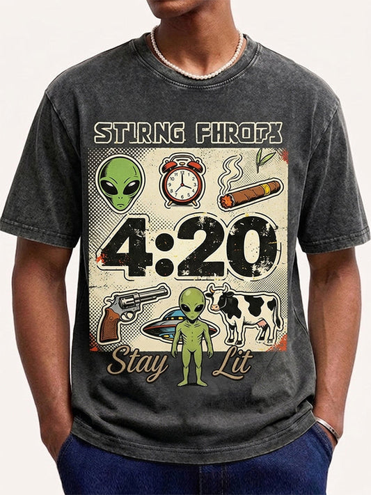 Hey Bro Its 420 Lets Party Print Short Sleeve