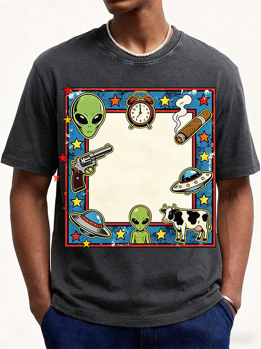 Skull & Cigarette Print Short-Sleeve Shirt