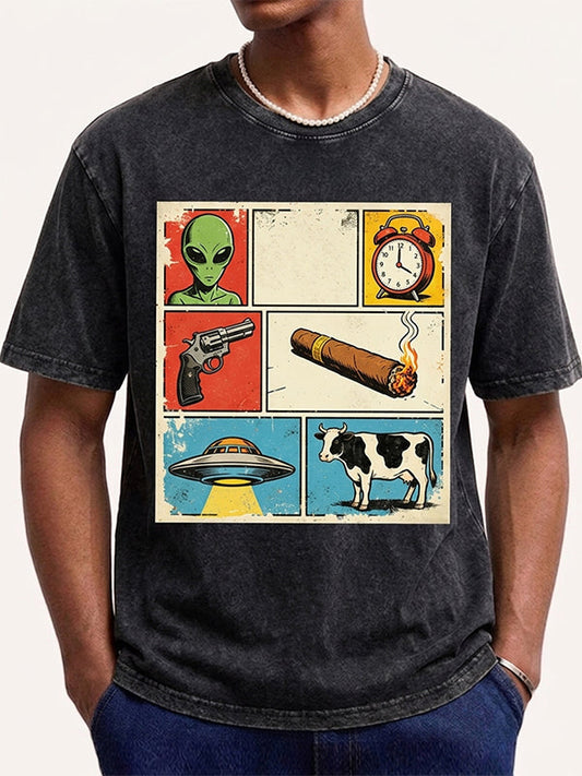 Vintage Poster Personality Print Short Sleeve