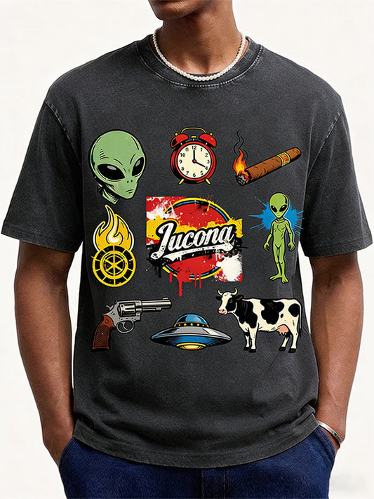 Aliens Come to Earth to Steal Cows Print Short Sleeve