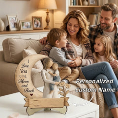Personalized Moon & Son Wooden Plaque โ Custom Motherโs Day Office Desk Sign โ Heartfelt Son to Mother Gift Keepsake