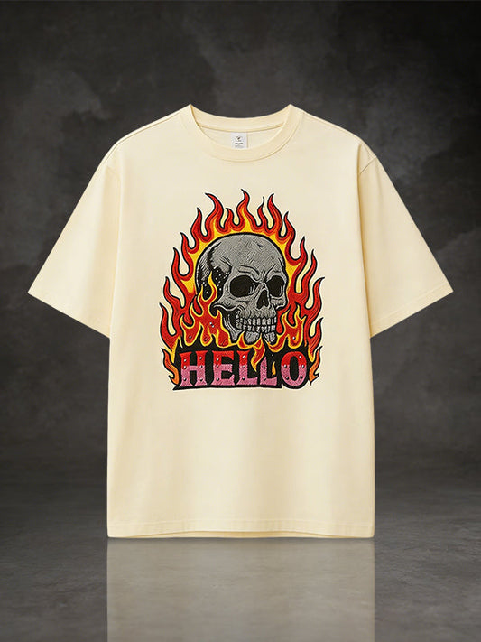 HELLO" Slogan Oversized Cotton Top