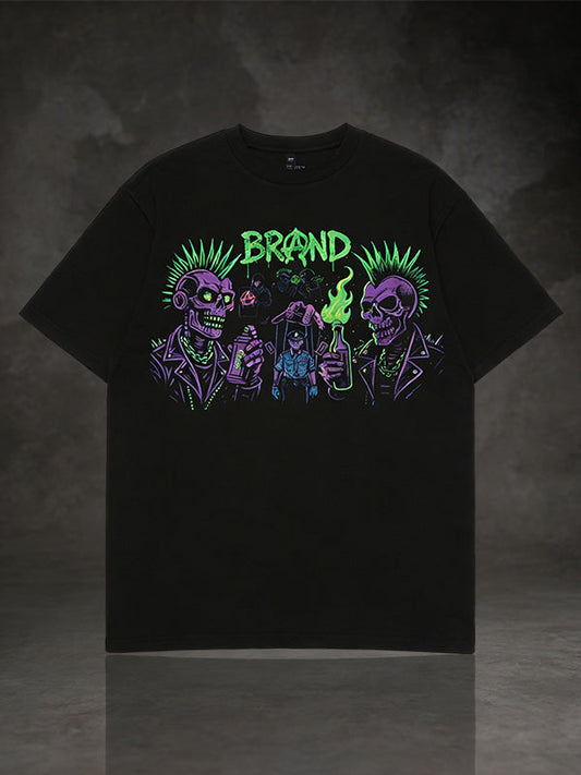 Stoner "BRAND" Weed & Skull Graphic T-Shirt