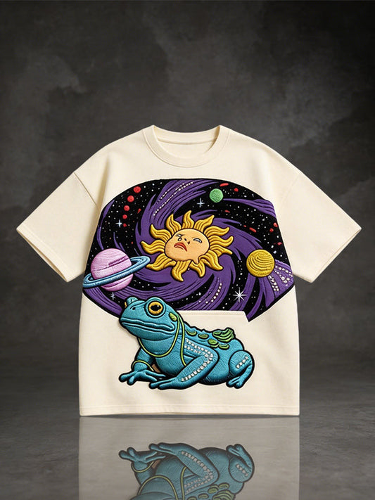 Psychedelic Cosmic Frog & Sun Graphic T-Shirt