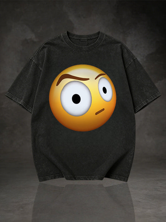 Men's Side-Eye Suspicious Emoji Graphic Short Sleeve T-Shirt