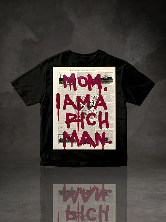 Retro Hip-Hop Hustle Streetwear Oversized Black Cotton Tee