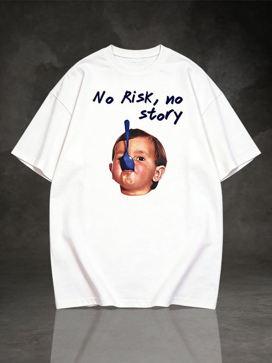 "No Risk, no story" Funny Baby Meme Graphic T-Shirt