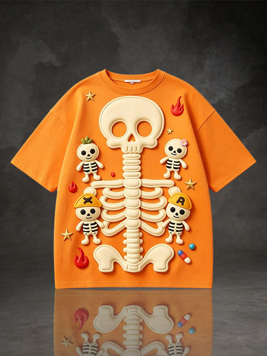 Cute Skeleton & Mini Dolls Graphic T-Shirt