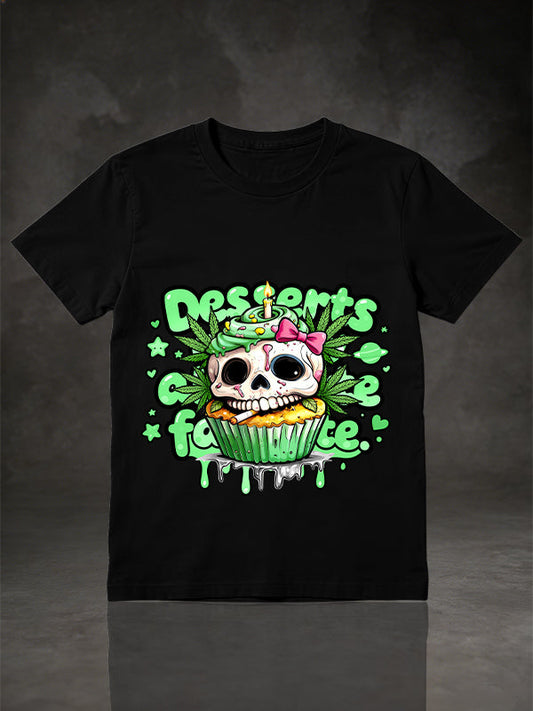 Vintage Sugar Skull Cupcake Graphic T-Shirt