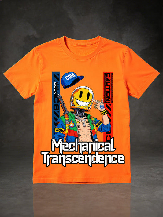 Mechanical Transparency Smiley Streetwear Graphic Short Sleeve Tee