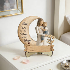 Personalized Moon & Son Wooden Plaque โ Custom Motherโs Day Office Desk Sign โ Heartfelt Son to Mother Gift Keepsake