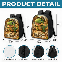 Custom Kids Front Printed Backpack - Personalized Back To School Gifts For Kids - Roar And Learn