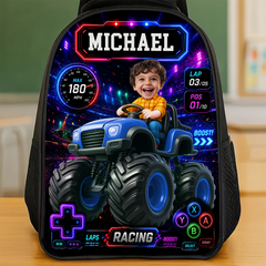 Custom Photo Kids Front Printed Backpack - Personalized Back To School Gifts For Kids - Level Up School Mode