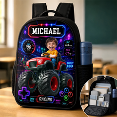 Custom Photo Kids Front Printed Backpack - Personalized Back To School Gifts For Kids - Level Up School Mode