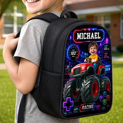 Custom Photo Kids Front Printed Backpack - Personalized Back To School Gifts For Kids - Level Up School Mode