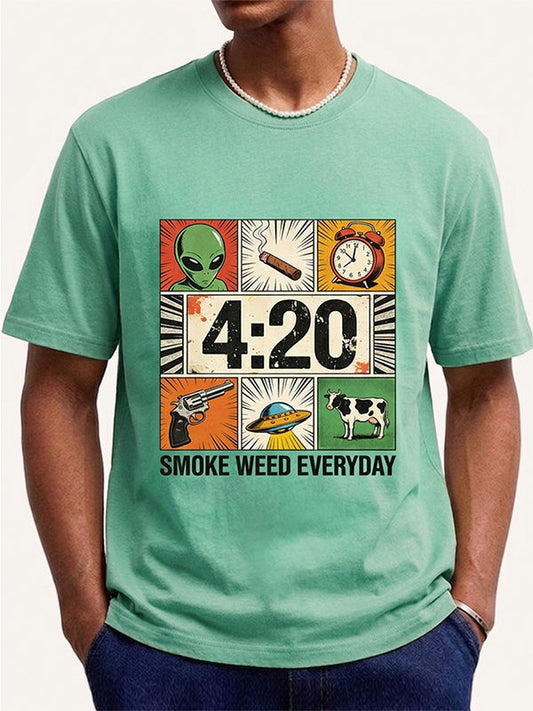 Cows and Aliens Became Good Friends Print Short Sleeve