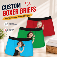 Girl Face Hug Boxer, Personalized Boxer, Funny Valentine Gift For Him, Custom Photo