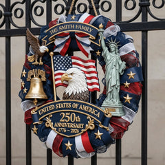 Custom Wood Sign - Personalized America 250th Anniversary Gifts For Mom, Dad, Brother, Sister, Kids - Family Forever United