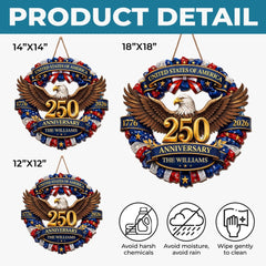 Custom Wood Sign - Personalized America 250th Anniversary Gifts For Mom, Dad, Brother, Sister, Kids - Strength Forged Through Time