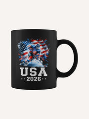 Patriotic American Flag Ice Hockey Hockey Player Fan Coffee Mug