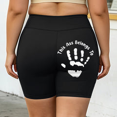 Extra-large size yoga shorts - Customized handprint with personalized text