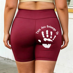 Extra-large size yoga shorts - Customized handprint with personalized text