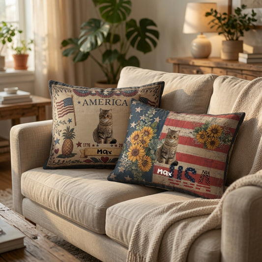 Customized throw pillow covers, home decoration designs, suitable for occasions such as celebrations, anniversaries, Labor Day, and throughout the year to showcase patriotic sentiments.