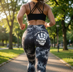 Customized handprint personalized text - Thigh-raising high-waist yoga shorts