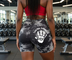 Customized handprint personalized text - Thigh-raising high-waist yoga shorts