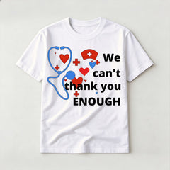 Fashion nurse lifestyle graffiti pattern white short-sleeved shirt