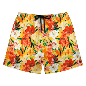Custom Photo Hawaiian Shorts – Personalized Pink Floral & Tropical Palm Beach Trunks – Unique DIY Summer Vacation Gift