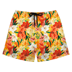 Custom Photo Hawaiian Shorts – Personalized Pink Floral & Tropical Palm Beach Trunks – Unique DIY Summer Vacation Gift
