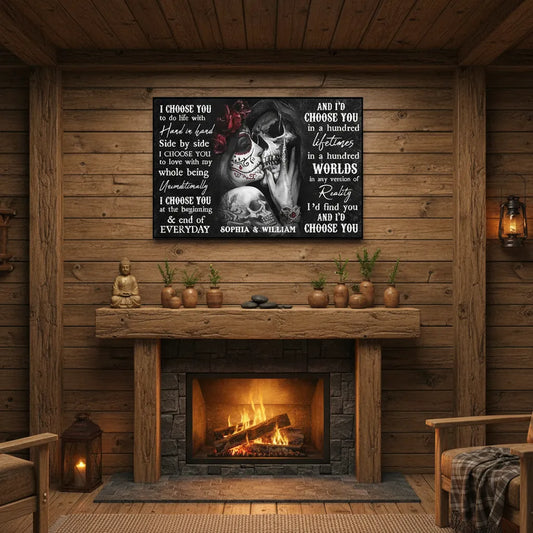 Sugar Skull Poster - Gifts For Couples - Personalized Canvas