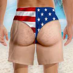 Custom Funny Patriotic Men Swim Trunks - Personalized Summer Vacation And Travel Gifts For Men - Looking Beach Ready