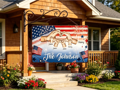 Custom Patriotic Family Hands Heart Personalized Vintage Metal Wall Sign