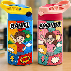 Custom Kids Insulated Water Bottle - Personalized Back To School Gifts For Kids - Bright Minds Shine