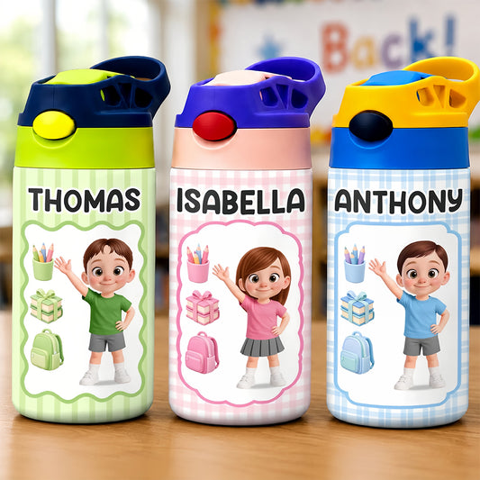 Custom Kids Insulated Water Bottle - Personalized Back To School Gifts For Kids - Back To School Adventure