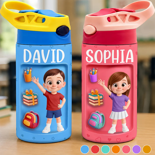 Custom Kids Insulated Water Bottle - Personalized Back To School Gifts For Kids - Tiny But Bright