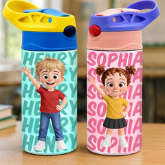 Custom Kids Insulated Water Bottle - Personalized Back To School Gifts For Kids - Ready For Adventure