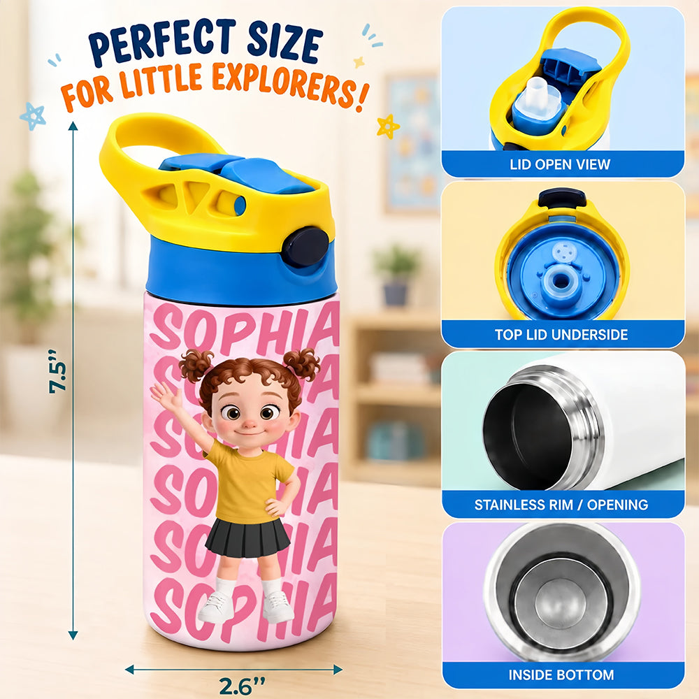 Custom Kids Insulated Water Bottle - Personalized Back To School Gifts For Kids - Ready For Adventure