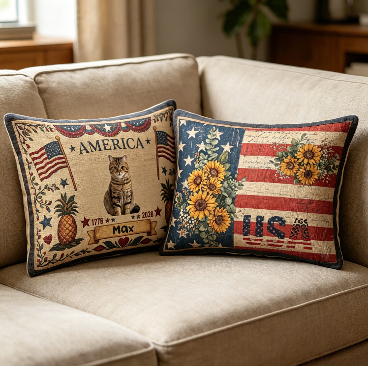 Customized throw pillow covers, home decoration designs, suitable for occasions such as celebrations, anniversaries, Labor Day, and throughout the year to showcase patriotic sentiments.