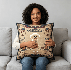 Personalized Vintage America Custom Pet Pillow