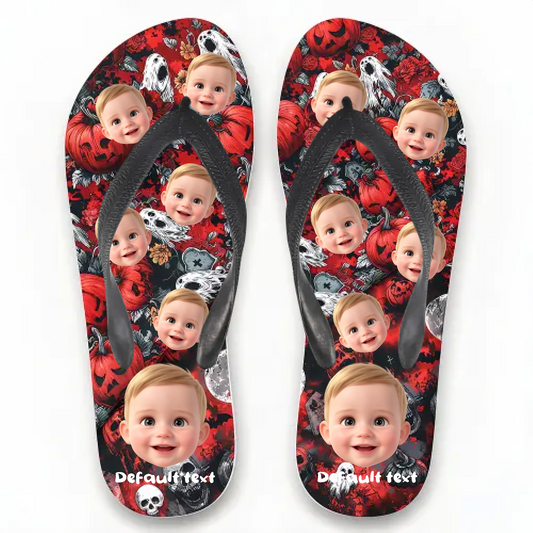 Retro Pezzi pattern custom printed flip-flops - Personalized photo Summer outdoor beach flat sandals