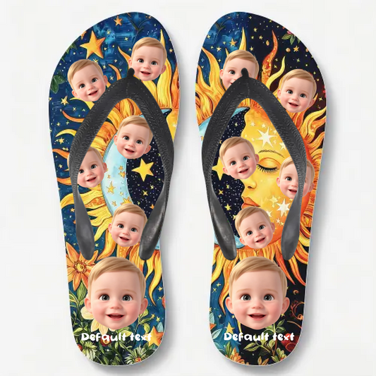 Customized paisley pattern thongs with personalized photos - summer beach sandals