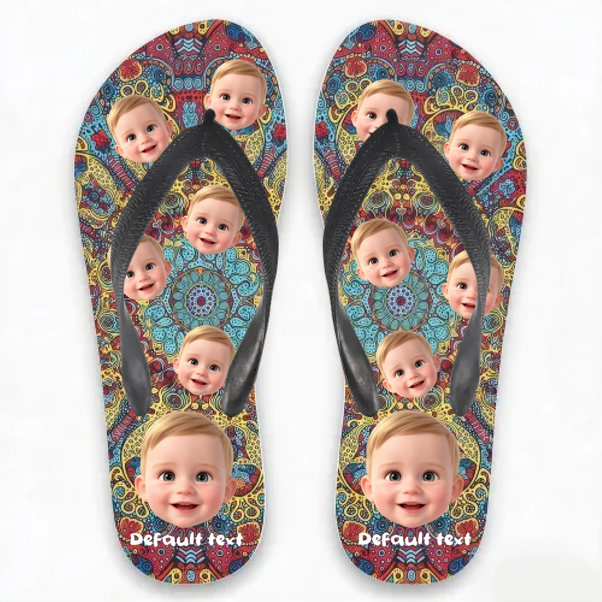 Customizable summer printed thong sandals - personalized photos - a gift for your friends or pets