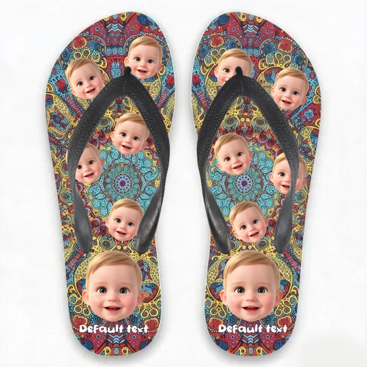 Customizable summer printed thong sandals - personalized photos - a gift for your friends or pets