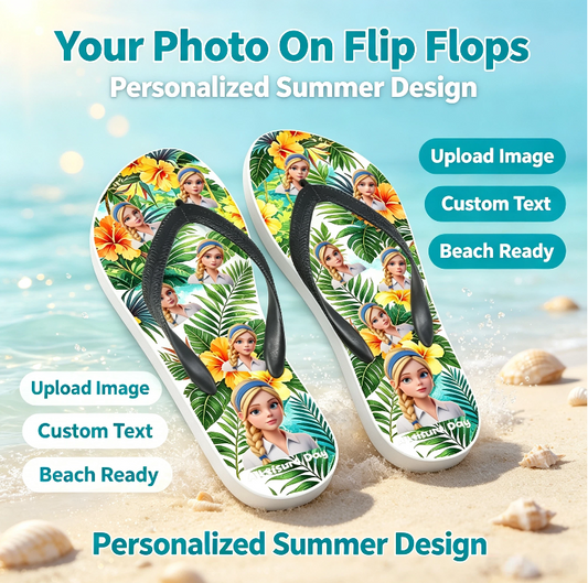 Customizable summer printed slippers - Personalized photos - A gift for your friends or pets