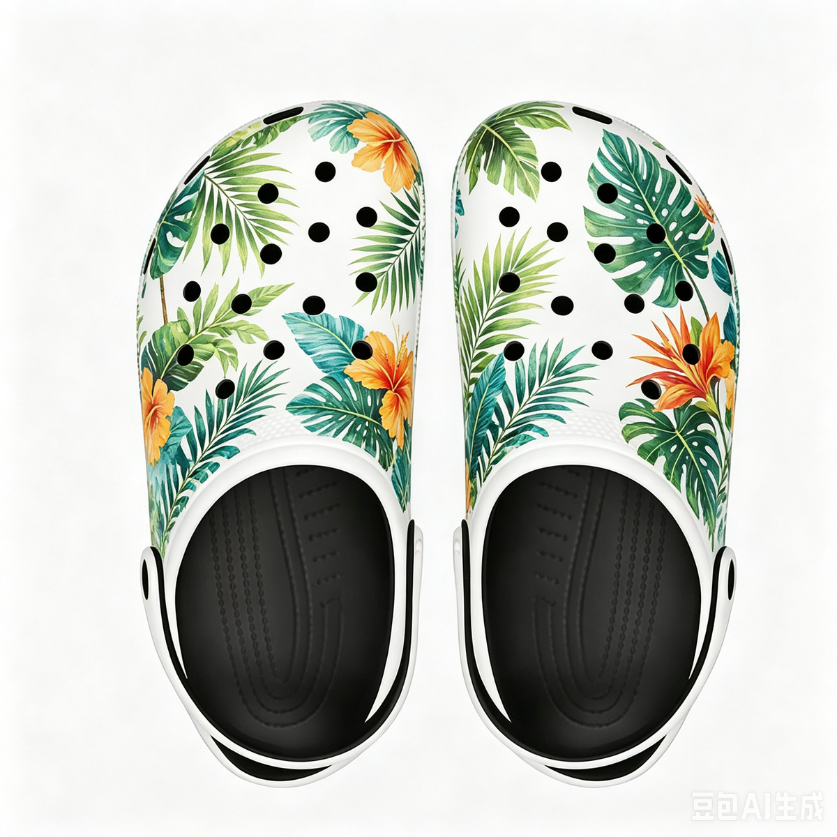 Vintage Hawaiian Floral Print Lightweight Clogs, Non Slip Quick Dry Summer Beach Pool Slides