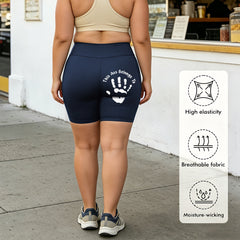 Extra-large size yoga shorts - Customized handprint with personalized text