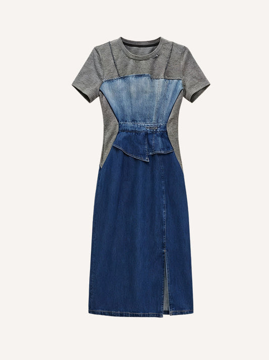 Unique patchwork denim breathable dress, new spring/summer 2026 style